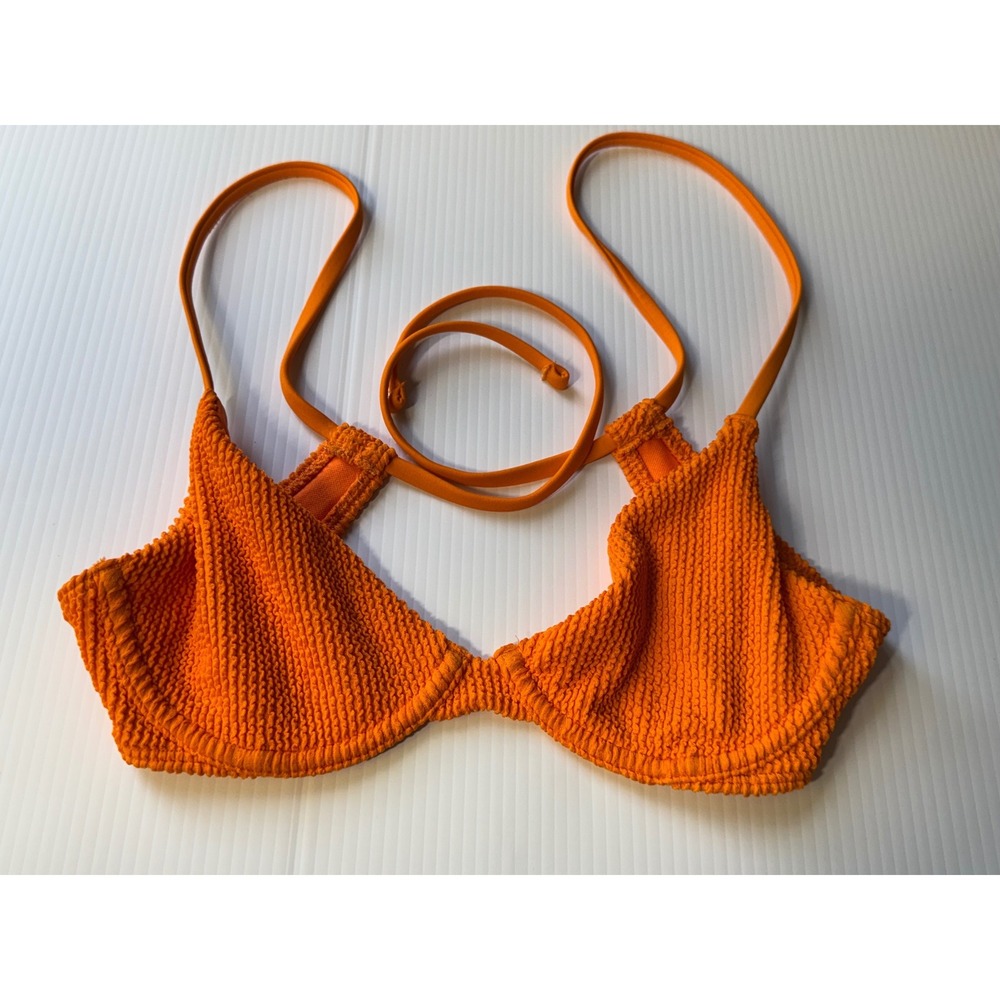 Hollister Orange Textured Underwire Bikini Top XS